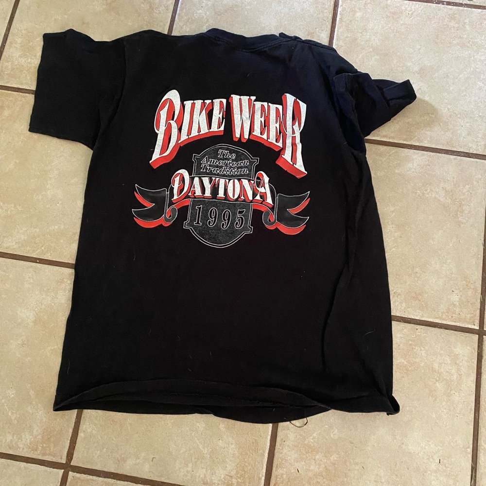 (A109)Bike Week Daytona 1995 Black Graphic Tee Preowned